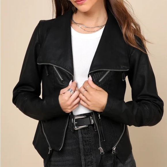 LULU’S Up On A Tuesday Black Vegan Leather Jacket - Picture 1 of 4
